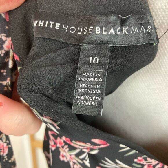 WHBM layered floral chiffon dress NWOT fully lined💐 tie neck - Picture 11 of 13